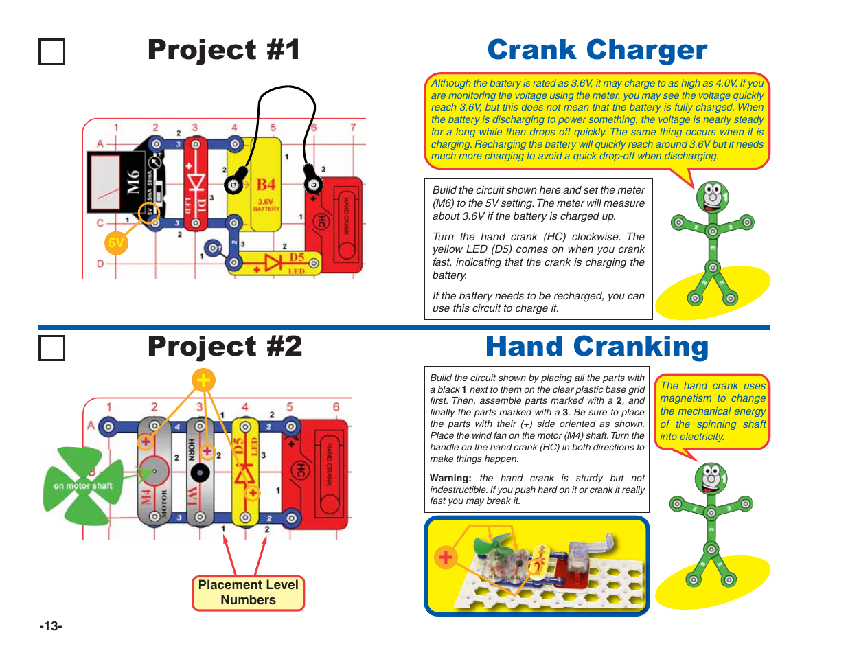 Project #2, Hand cranking, Project #1 crank charger | Elenco Green Projects User Manual | Page 14 / 80
