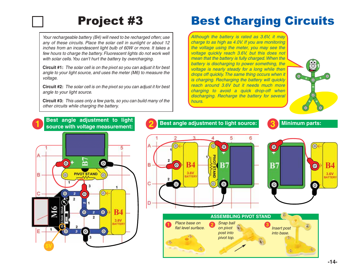 Project #3 best charging circuits | Elenco Green Projects User Manual | Page 15 / 80