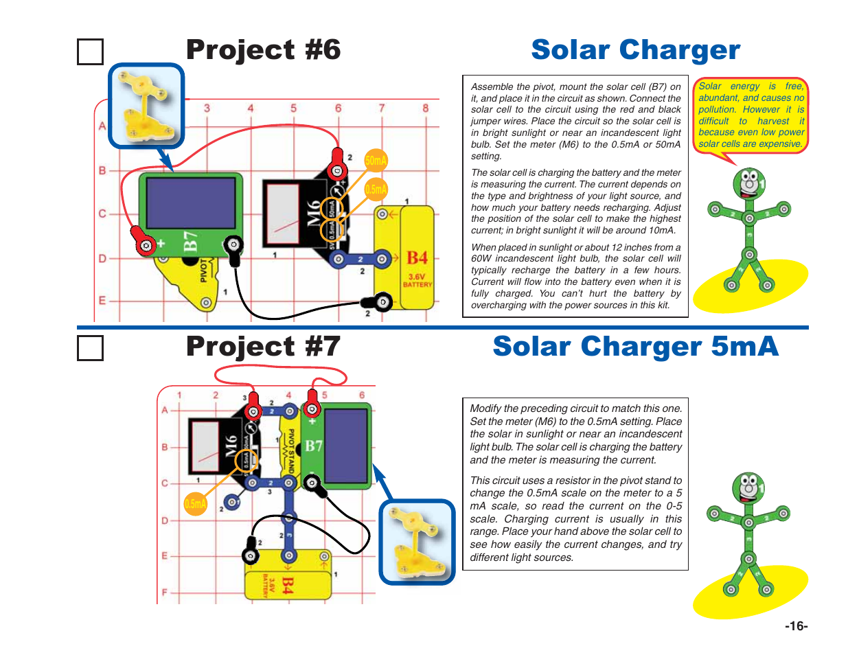 Project #6, Solar charger project #7, Solar charger 5ma | Elenco Green Projects User Manual | Page 17 / 80