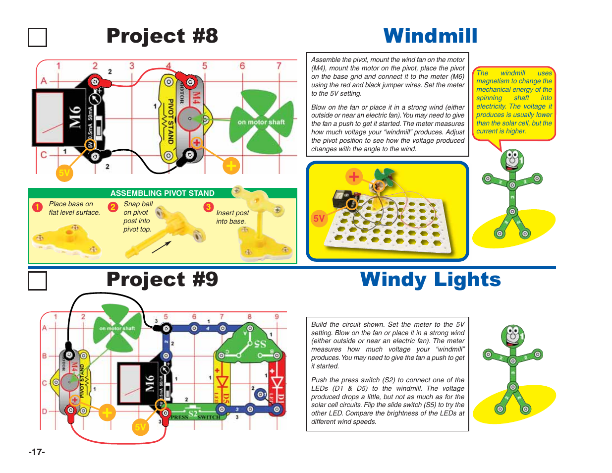 Project #9, Project #8 windmill windy lights | Elenco Green Projects User Manual | Page 18 / 80