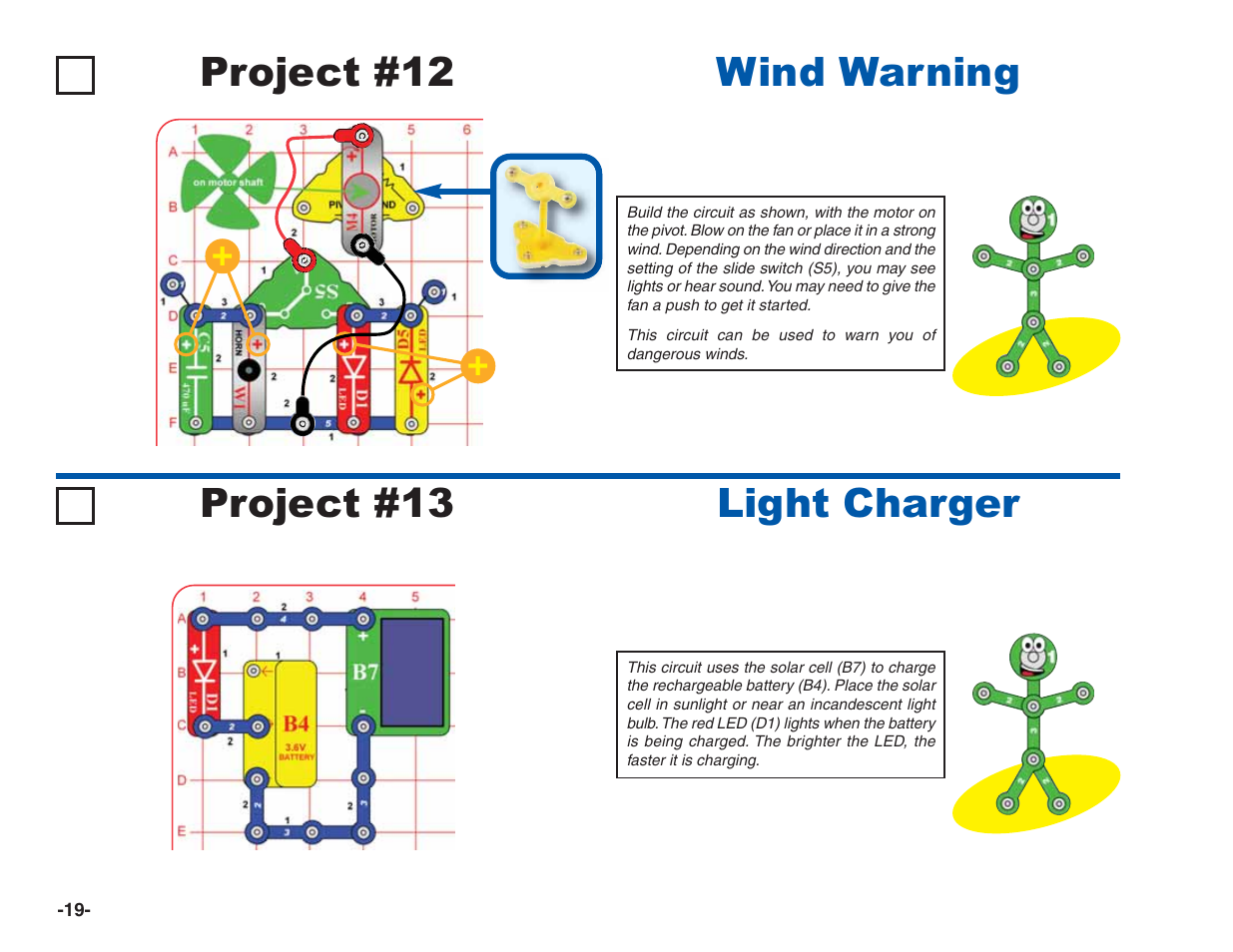 Project #12 wind warning light charger project #13 | Elenco Green Projects User Manual | Page 20 / 80