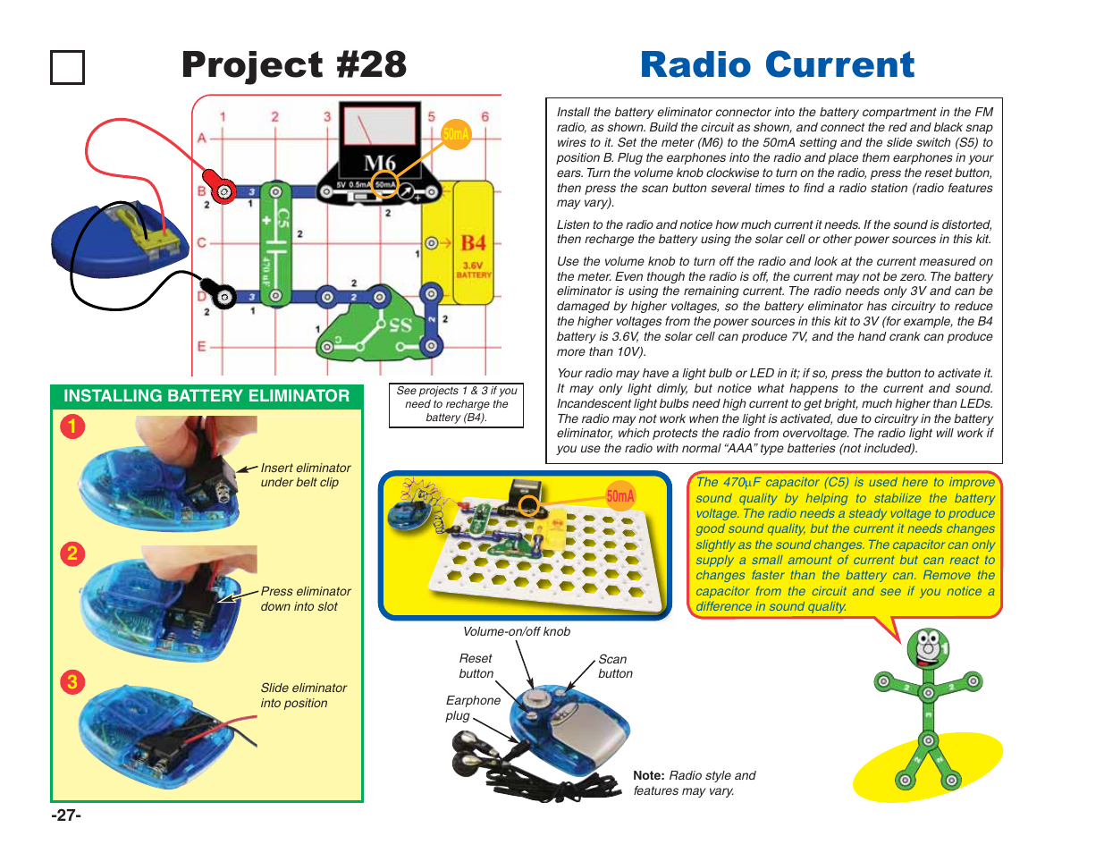 Project #28 radio current | Elenco Green Projects User Manual | Page 28 / 80