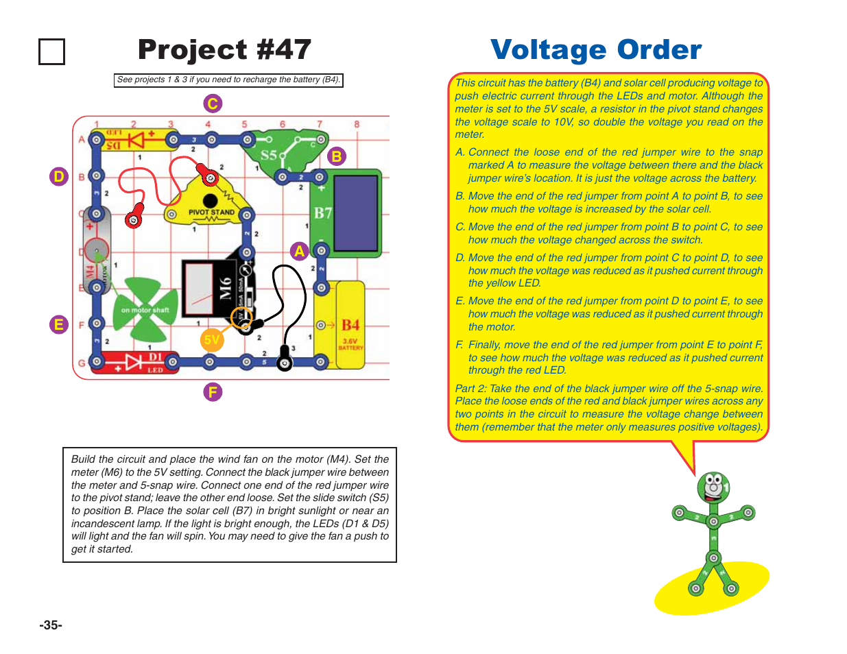 Project #47 voltage order | Elenco Green Projects User Manual | Page 36 / 80