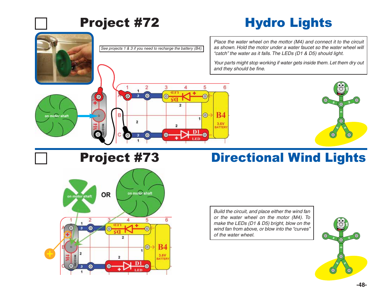 Project #73 directional wind lights hydro lights, Project #72 | Elenco Green Projects User Manual | Page 49 / 80