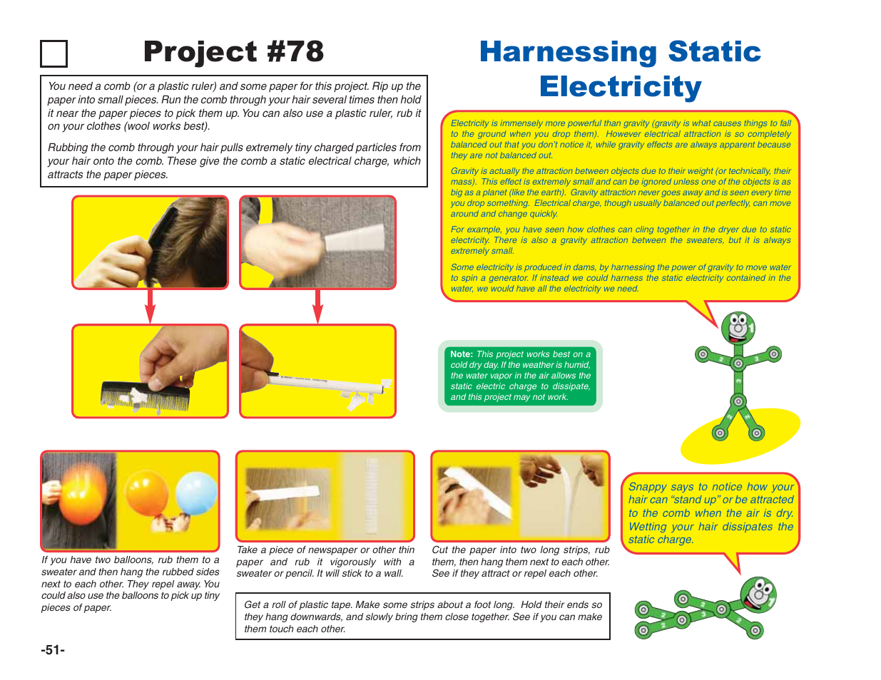 Project #78 harnessing static electricity | Elenco Green Projects User Manual | Page 52 / 80