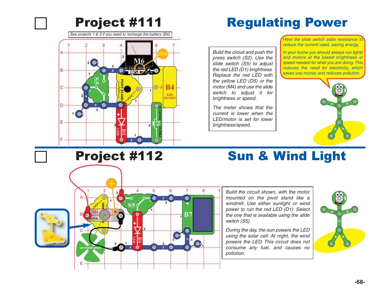 Project #112 sun & wind light regulating power, Project #111 | Elenco Green Projects User Manual | Page 69 / 80