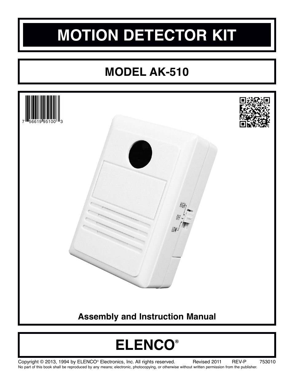 Elenco Motion Detector Kit User Manual | 20 pages