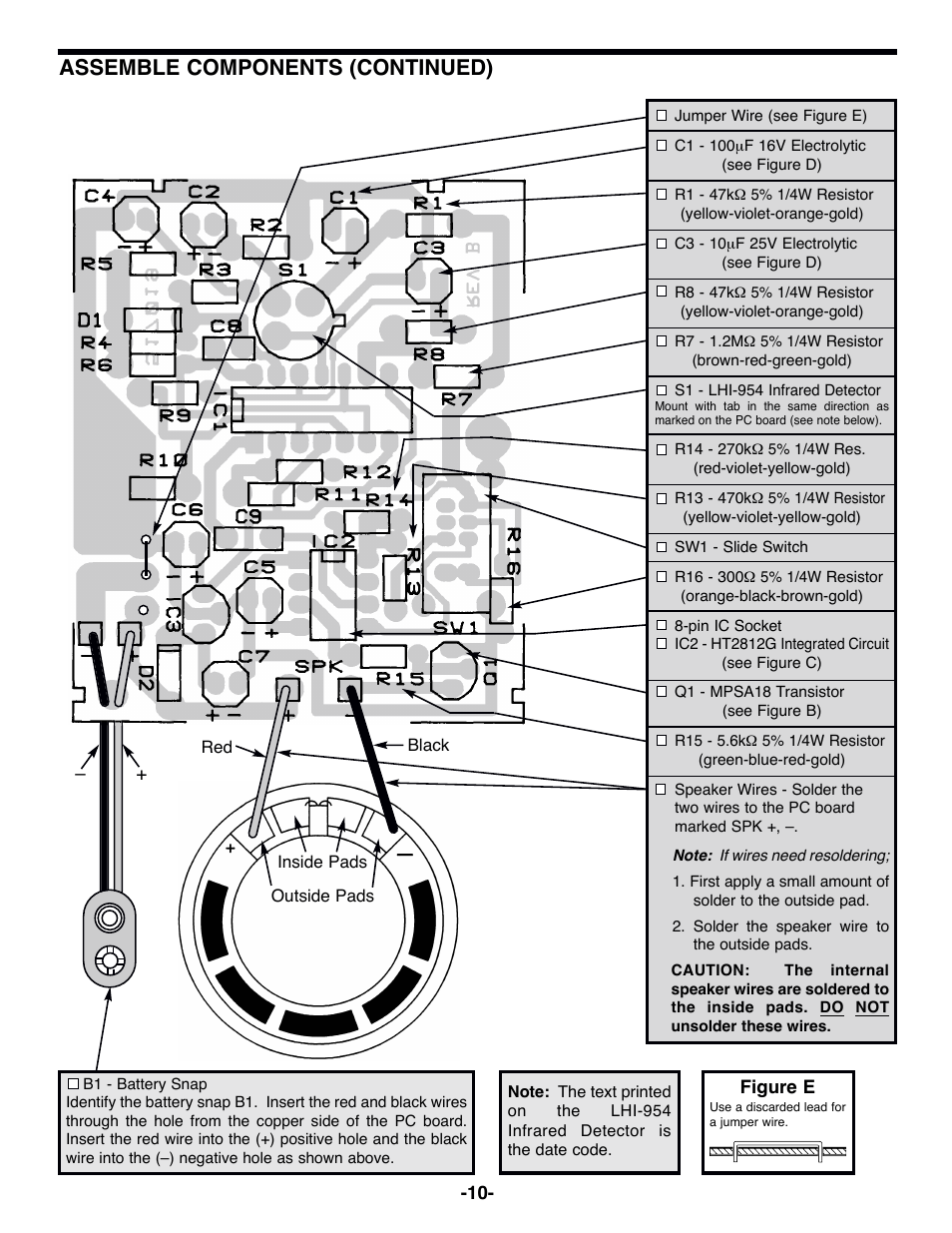 Assemble components (continued) | Elenco Motion Detector Kit User Manual | Page 11 / 20