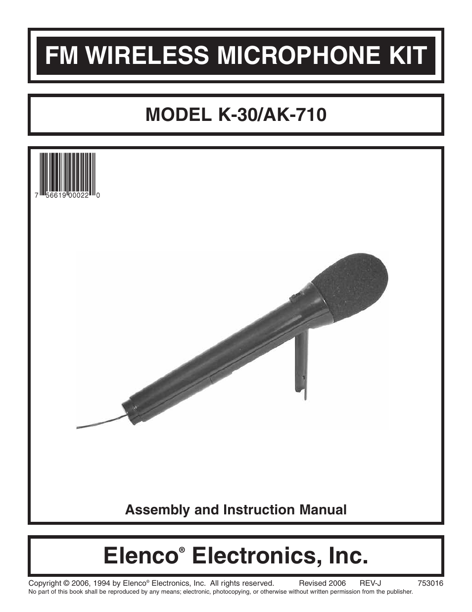 Elenco FM Wireless Microphone Kit User Manual | 12 pages