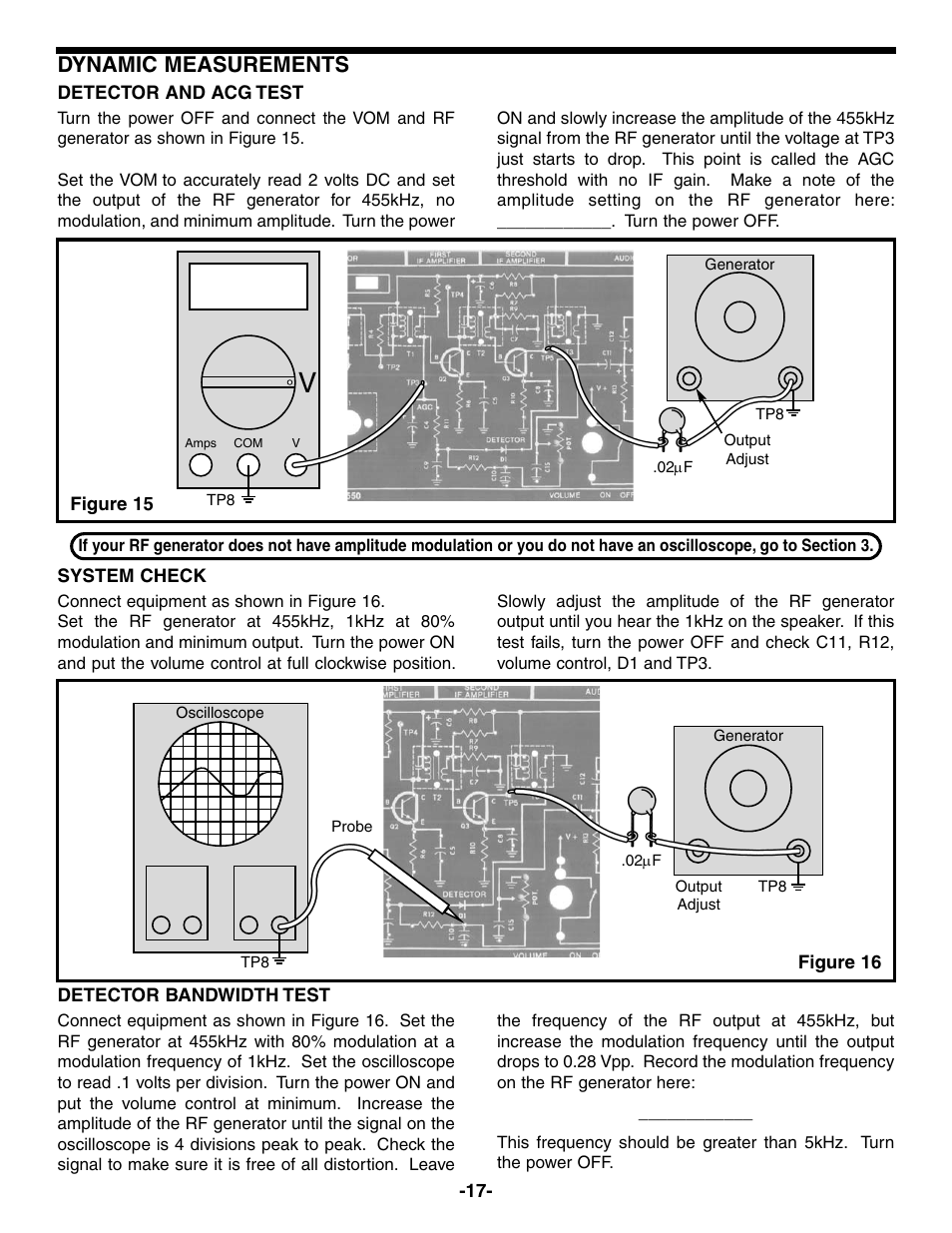 Dynamic measurements | Elenco AM Radio Kit User Manual | Page 18 / 32