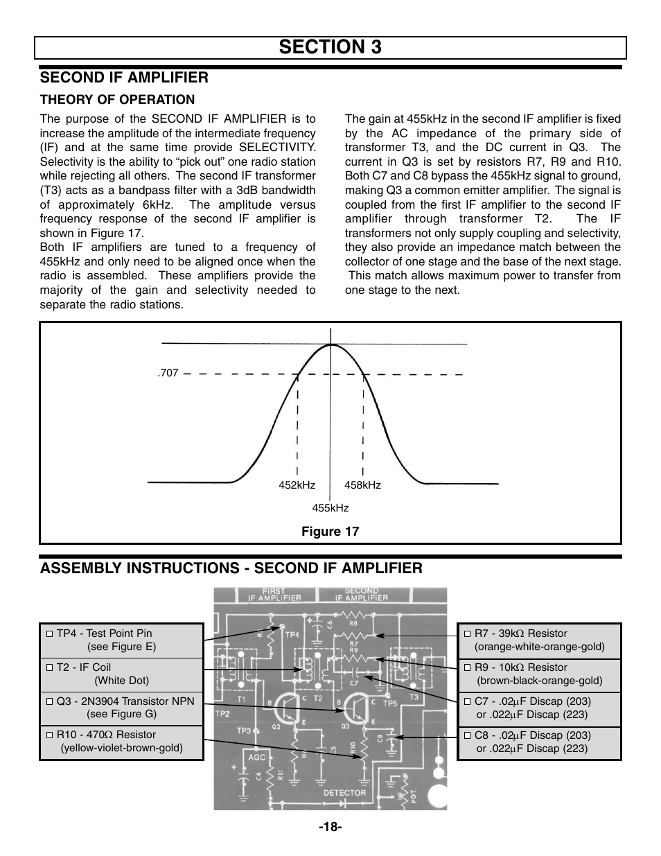 Second if amplifier, Assembly instructions - second if amplifier | Elenco AM Radio Kit User Manual | Page 19 / 32