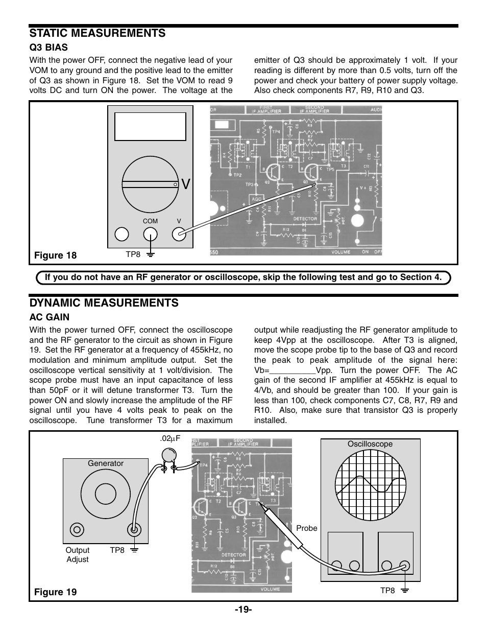 Static measurements, Dynamic measurements | Elenco AM Radio Kit User Manual | Page 20 / 32