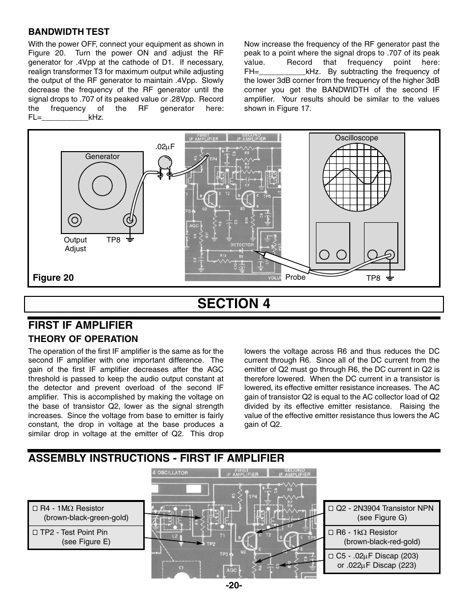 First if amplifier, Assembly instructions - first if amplifier | Elenco AM Radio Kit User Manual | Page 21 / 32