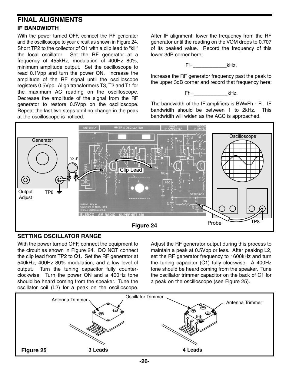 Final alignments | Elenco AM Radio Kit User Manual | Page 27 / 32