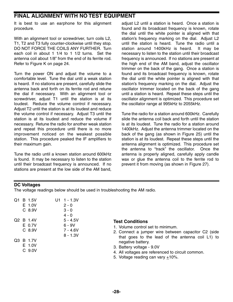 Final alignment with no test equipment | Elenco AM Radio Kit User Manual | Page 29 / 32