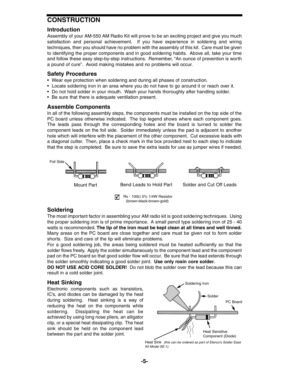 Construction | Elenco AM Radio Kit User Manual | Page 6 / 32