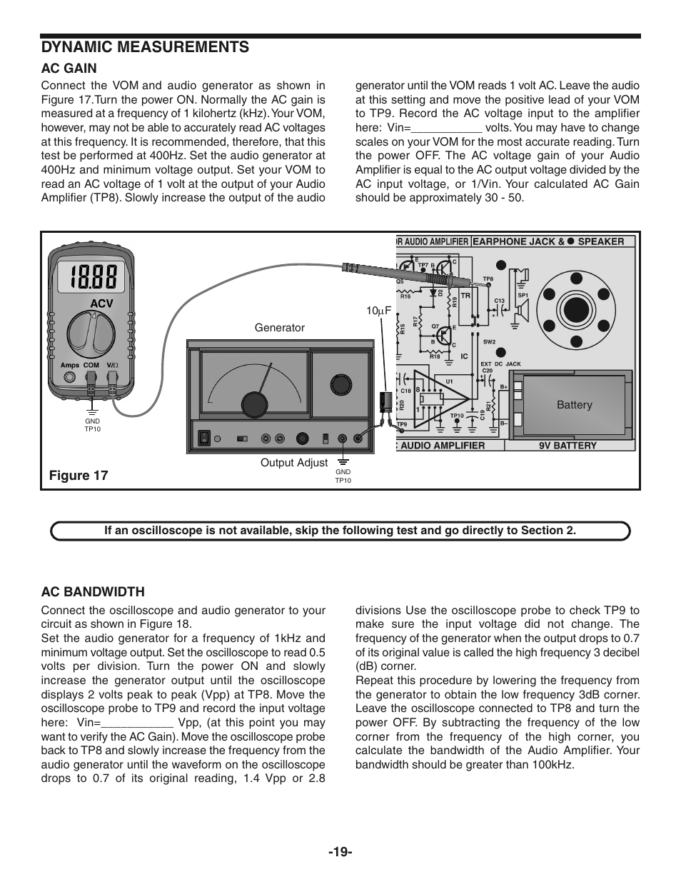 Dynamic measurements | Elenco AM Radio Kit User Manual | Page 20 / 36