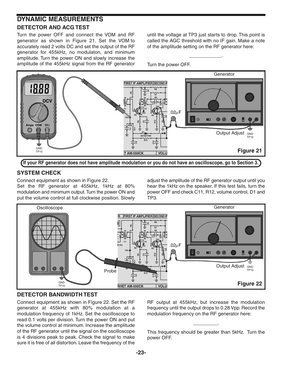 Dynamic measurements | Elenco AM Radio Kit User Manual | Page 24 / 36