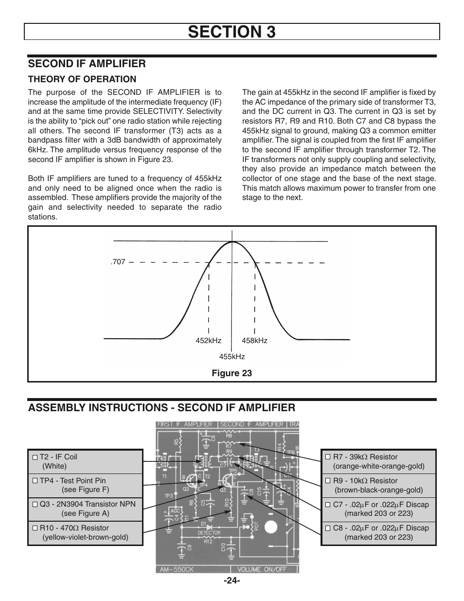 Second if amplifier, Assembly instructions - second if amplifier | Elenco AM Radio Kit User Manual | Page 25 / 36