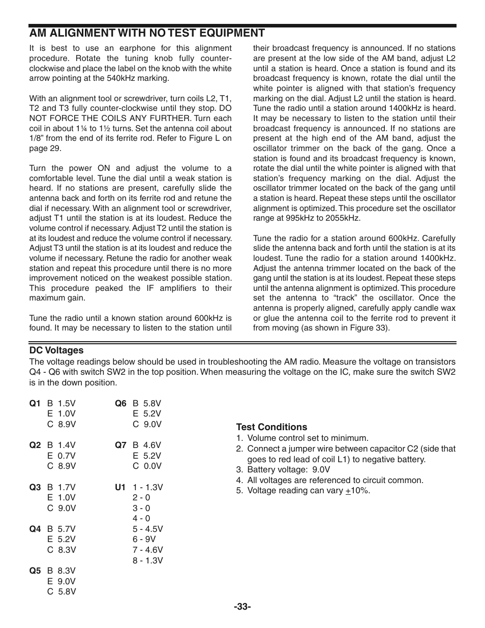 Am alignment with no test equipment | Elenco AM Radio Kit User Manual | Page 34 / 36