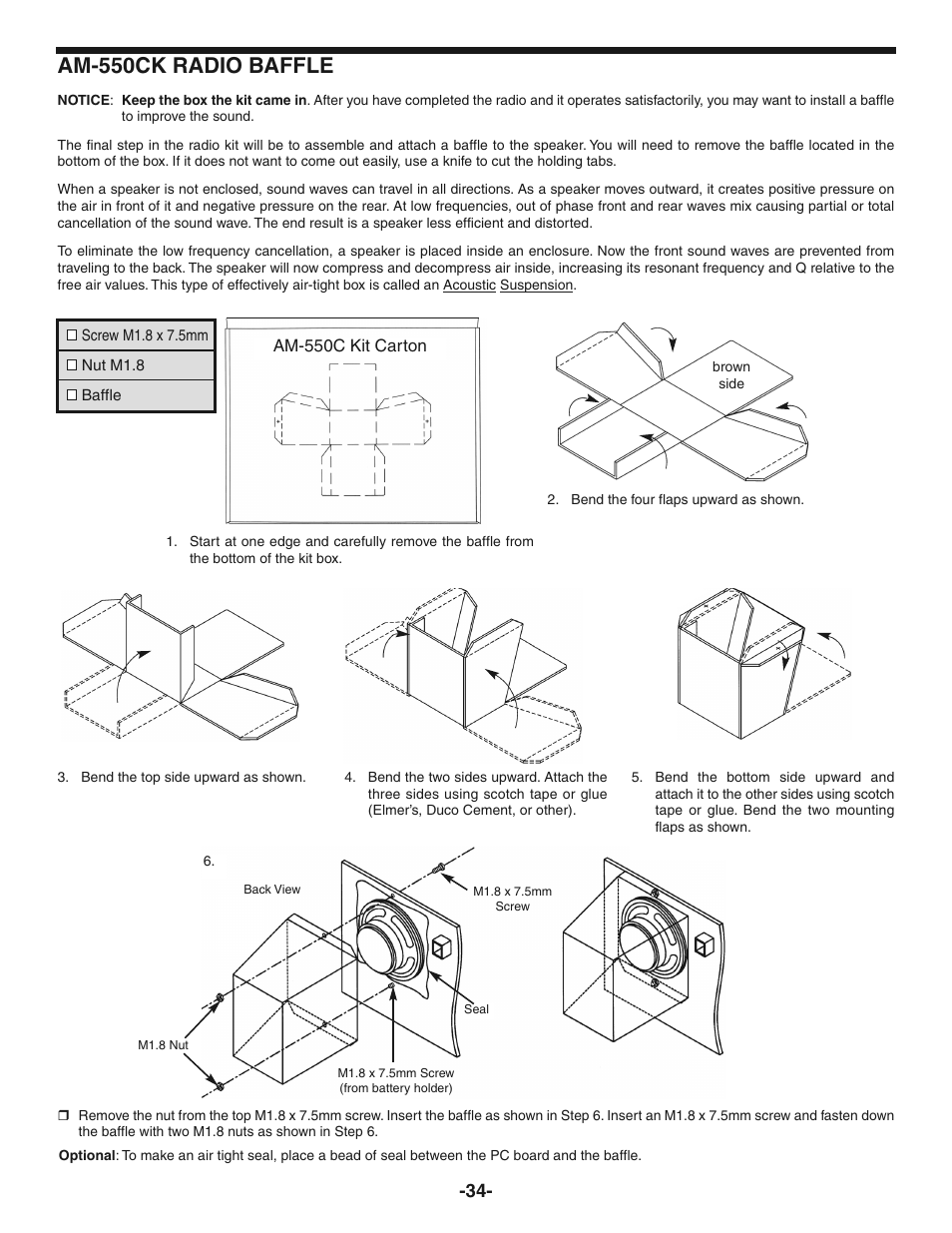 Am-550ck radio baffle | Elenco AM Radio Kit User Manual | Page 35 / 36