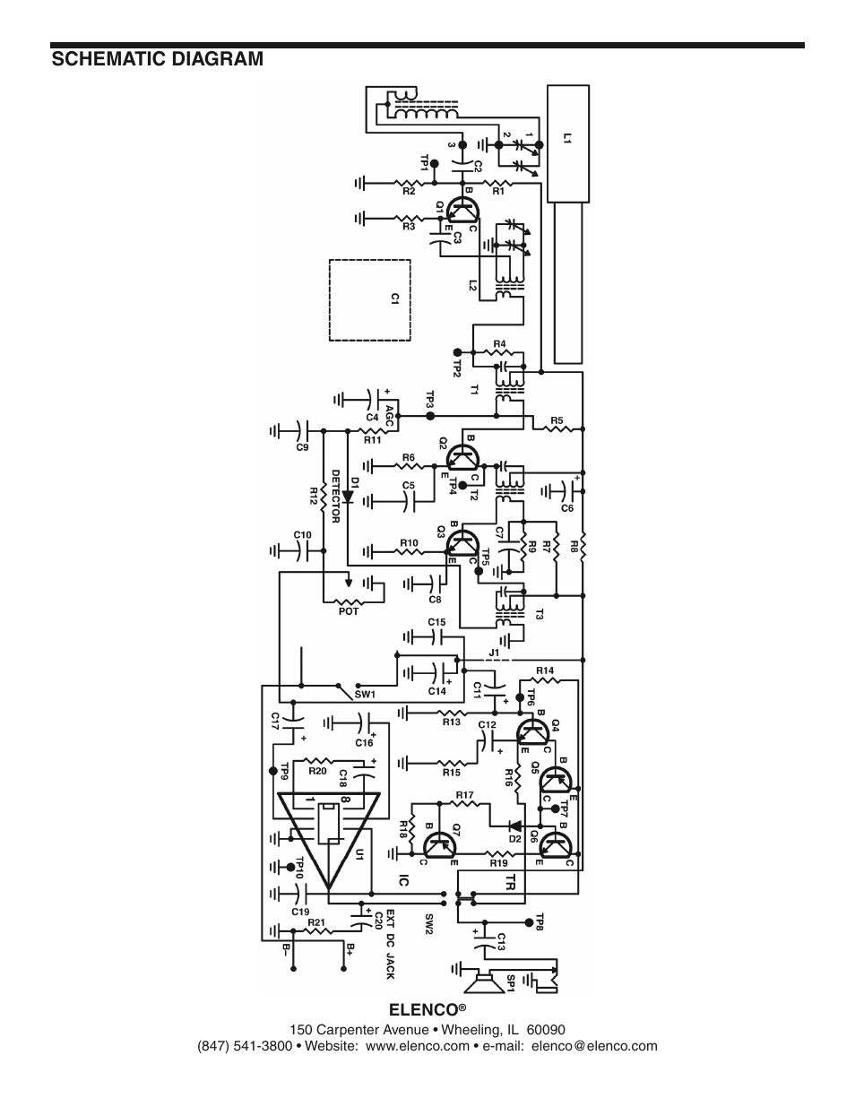 Schematic diagram | Elenco AM Radio Kit User Manual | Page 36 / 36