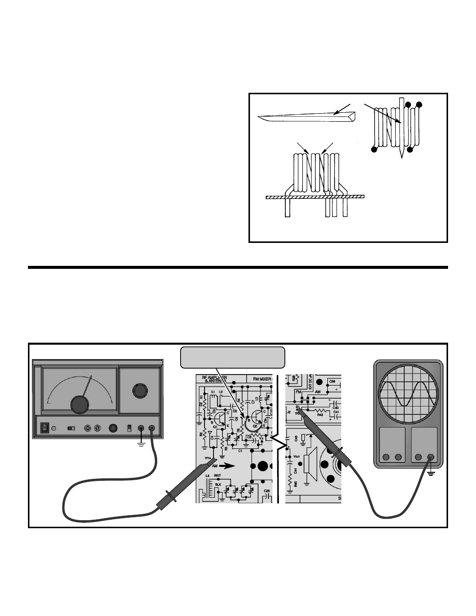 Alignment with rf generator and oscilloscope | Elenco AM/FM Radio Kit User Manual | Page 58 / 64