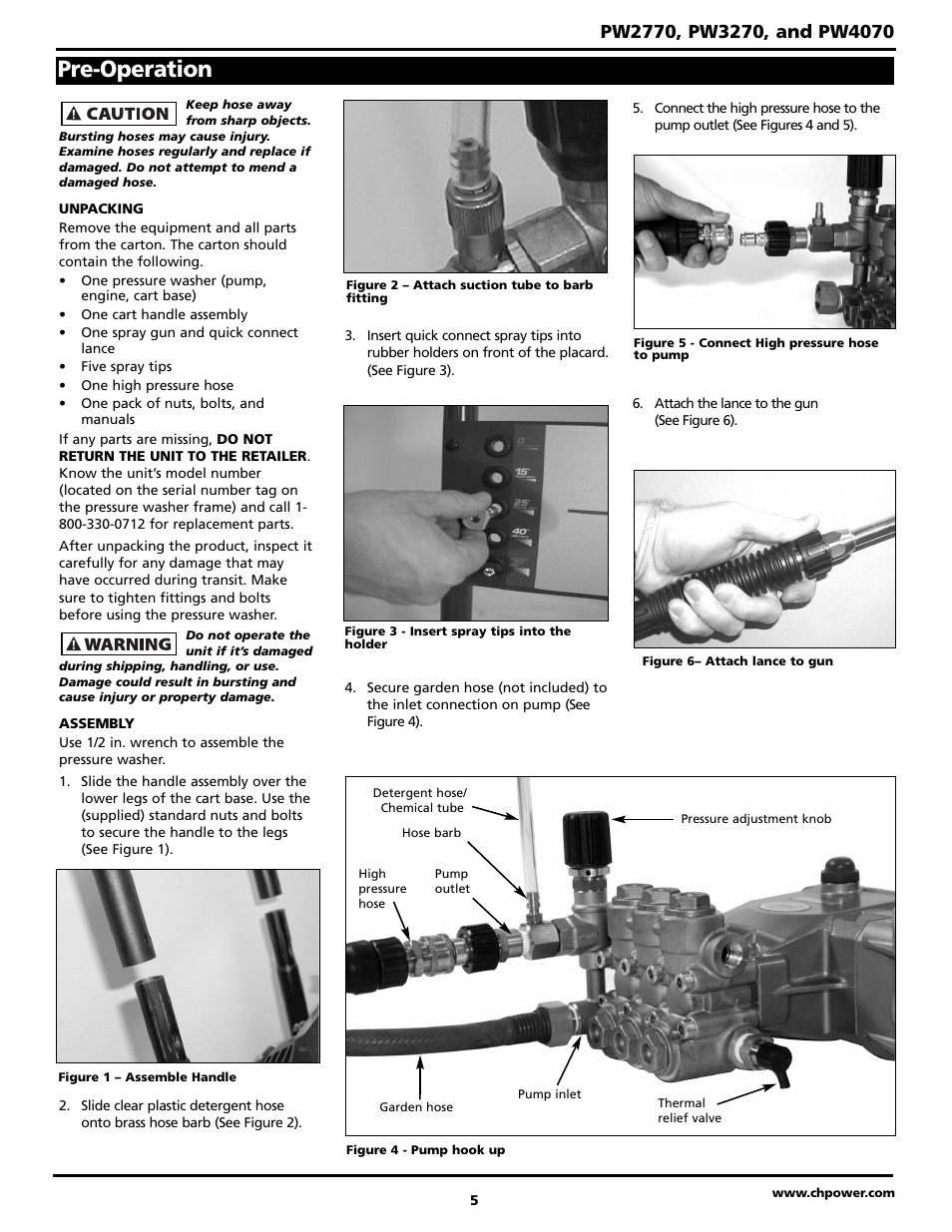 Pre-operation | Campbell Hausfeld PW4070 User Manual | Page 5 / 28