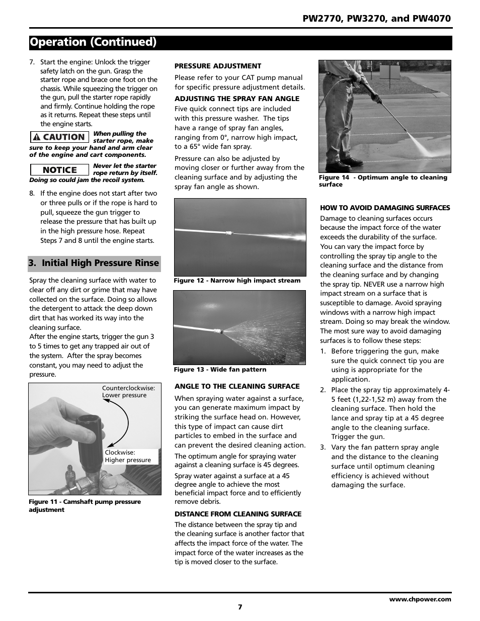 Operation (continued), Initial high pressure rinse | Campbell Hausfeld PW4070 User Manual | Page 7 / 28