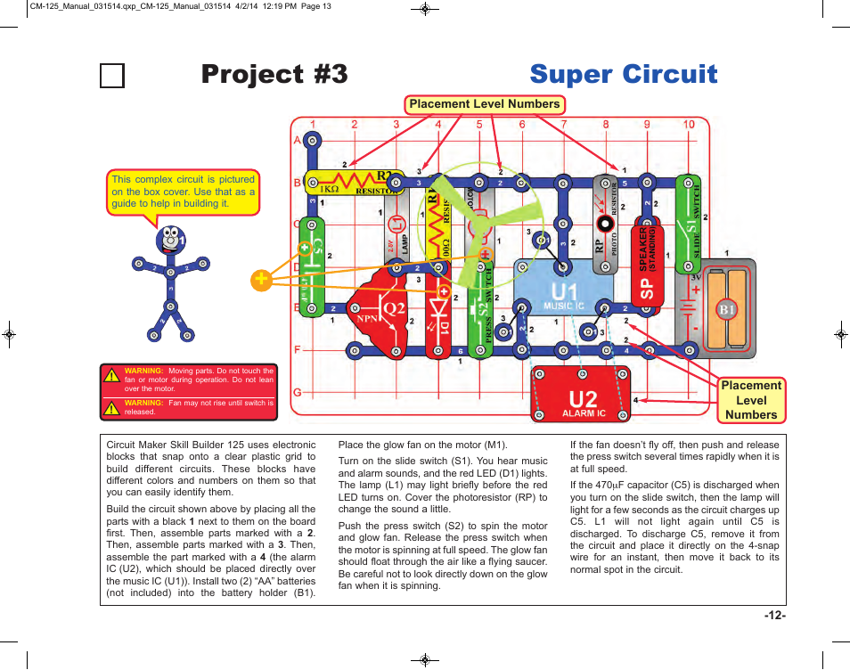 Project #3 super circuit | Elenco Circuit Maker Skill Builder 125 User Manual | Page 13 / 64