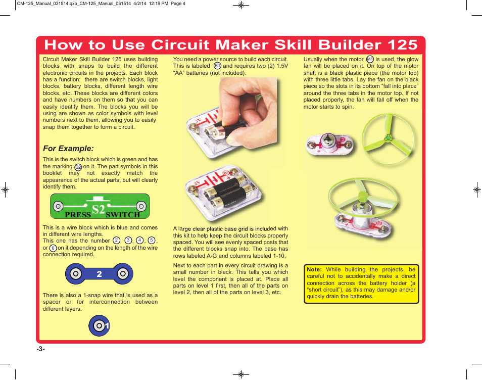 How to use circuit maker skill builder 125, For example | Elenco Circuit Maker Skill Builder 125 User Manual | Page 4 / 64