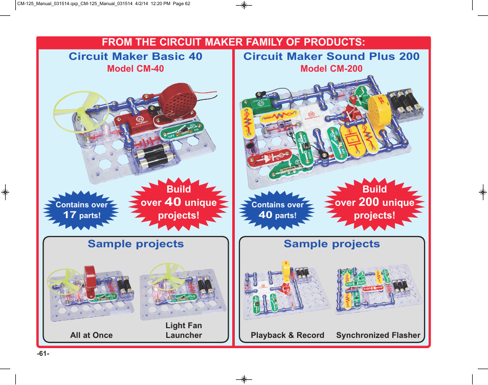 Elenco Circuit Maker Skill Builder 125 User Manual | Page 62 / 64