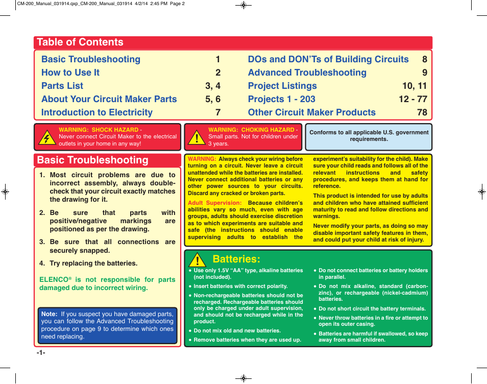 Elenco Circuit Maker Sound Plus 200 User Manual | Page 2 / 80