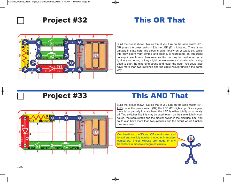 Project #32, This or that project #33, This and that | Elenco Circuit Maker Sound Plus 200 User Manual | Page 24 / 80