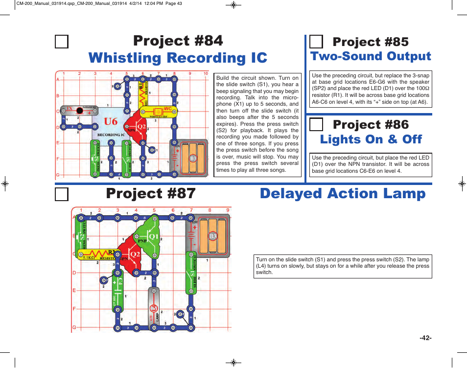 Project #87 | Elenco Circuit Maker Sound Plus 200 User Manual | Page 43 / 80