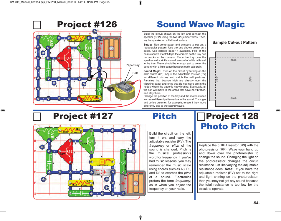 Project #126 sound wave magic | Elenco Circuit Maker Sound Plus 200 User Manual | Page 55 / 80