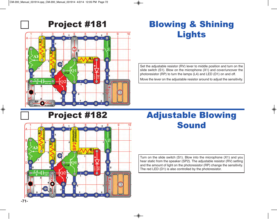 Adjustable blowing sound | Elenco Circuit Maker Sound Plus 200 User Manual | Page 72 / 80