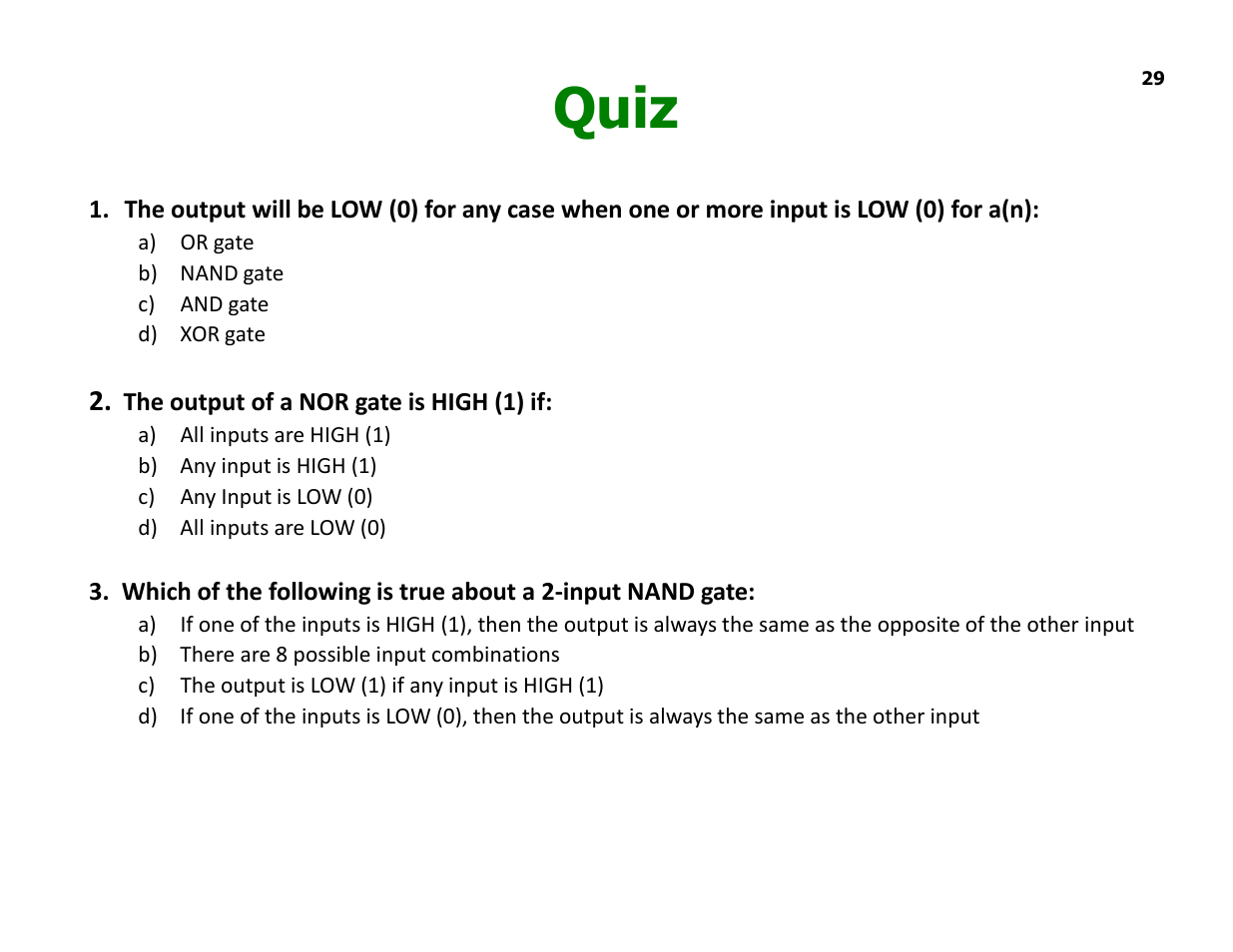 Quiz | Elenco Understanding Logic Gates and Circuits User Manual | Page 29 / 42