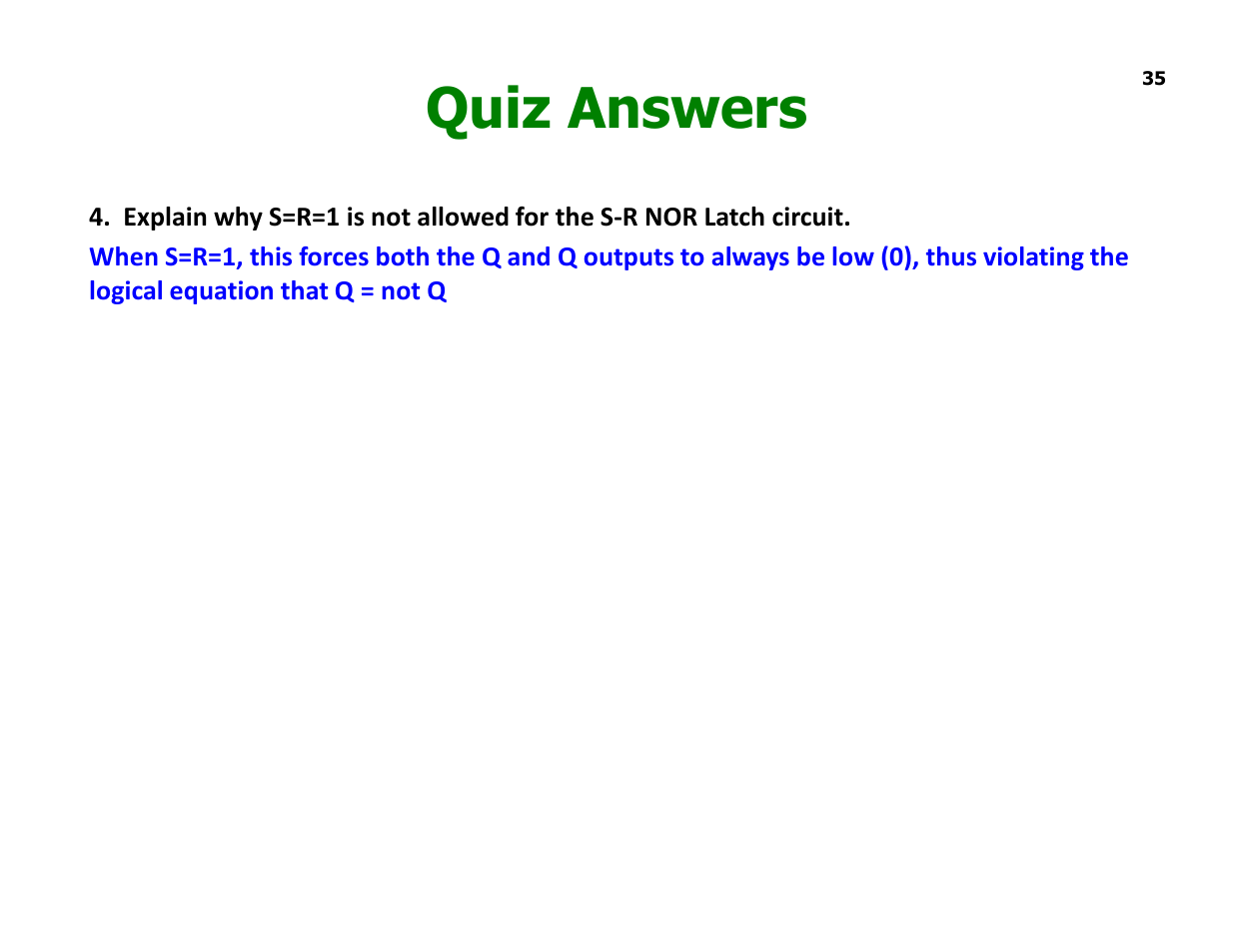 Quiz answers | Elenco Understanding Logic Gates and Circuits User Manual | Page 35 / 42