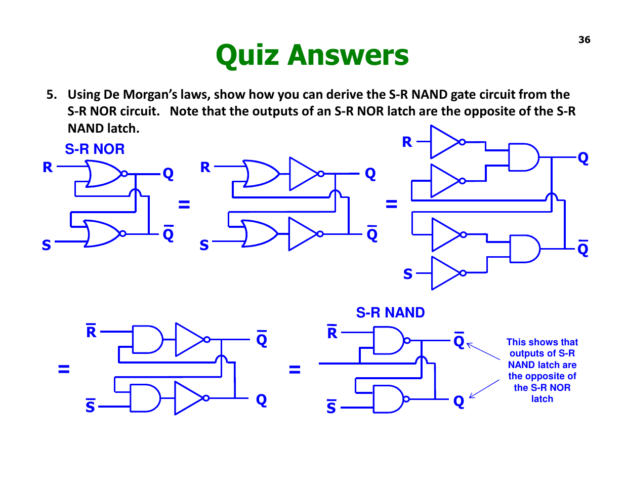 Quiz answers | Elenco Understanding Logic Gates and Circuits User Manual | Page 36 / 42