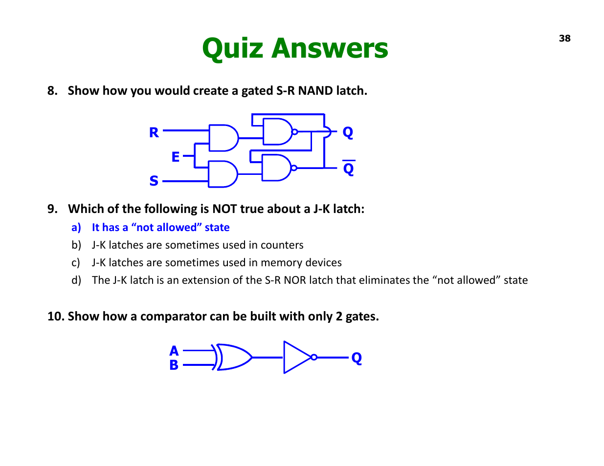 Quiz answers | Elenco Understanding Logic Gates and Circuits User Manual | Page 38 / 42