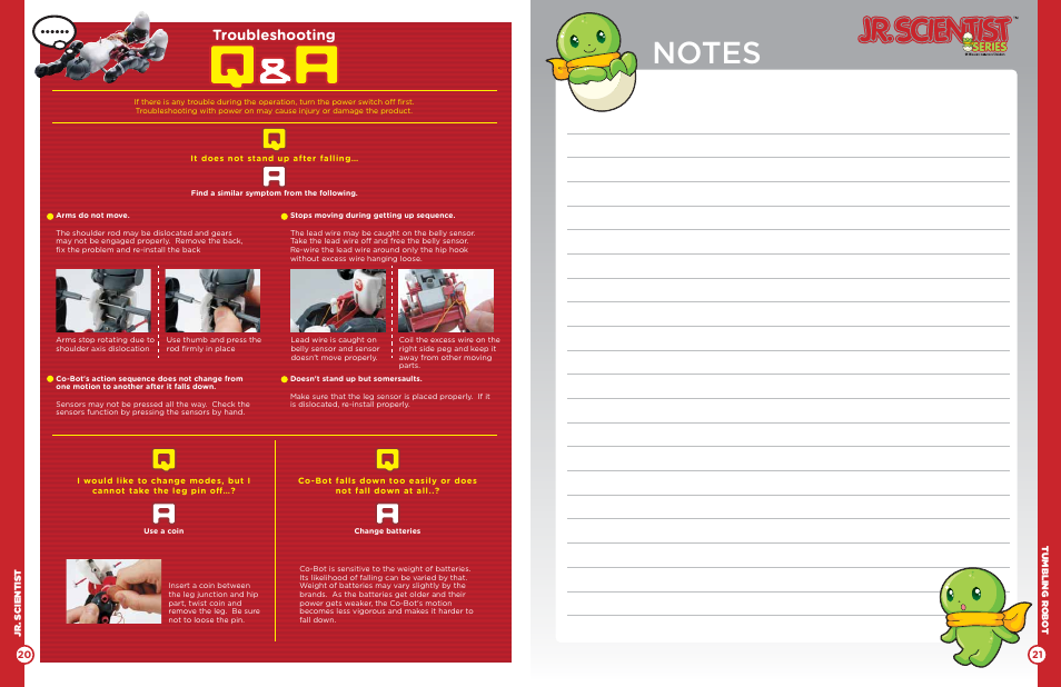 Gk013 p20_21, Troubleshooting | Elenco Tumbling Robot User Manual | Page 11 / 12