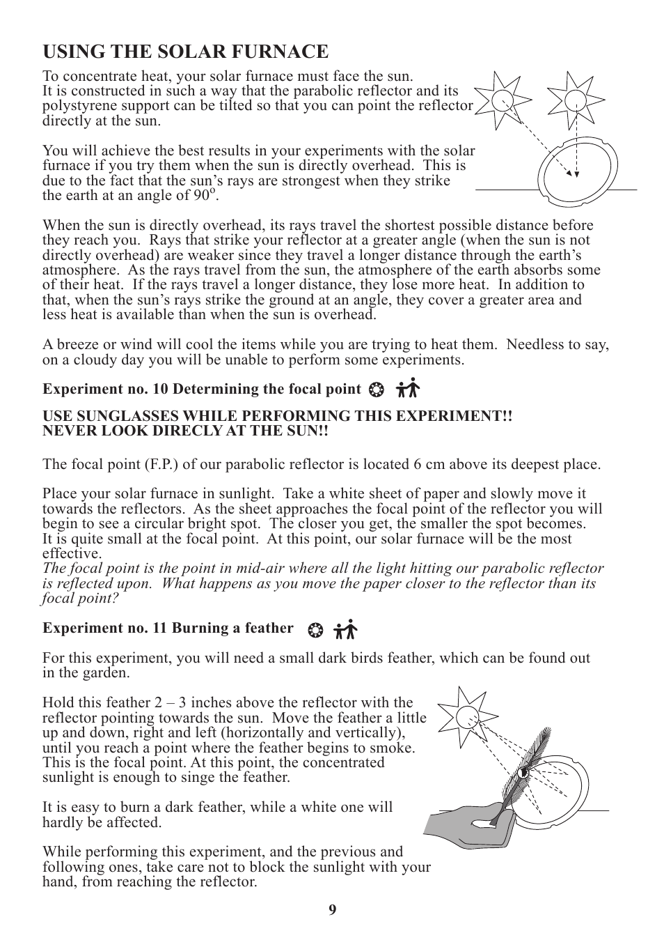 Using the solar furnace | Elenco Solar Energy User Manual | Page 10 / 16