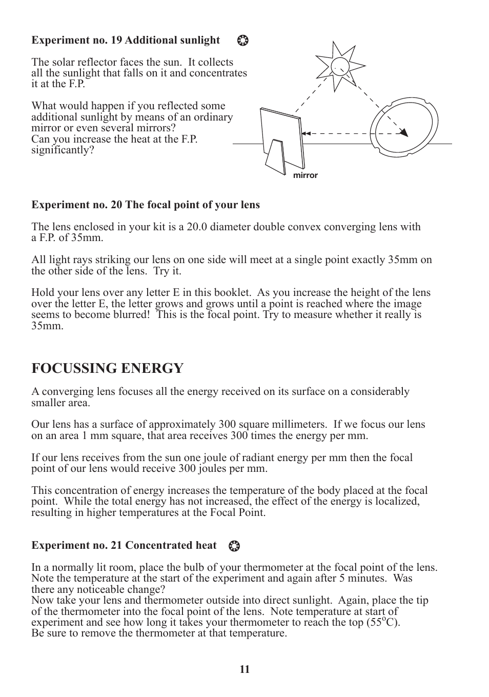 Focussing energy | Elenco Solar Energy User Manual | Page 12 / 16