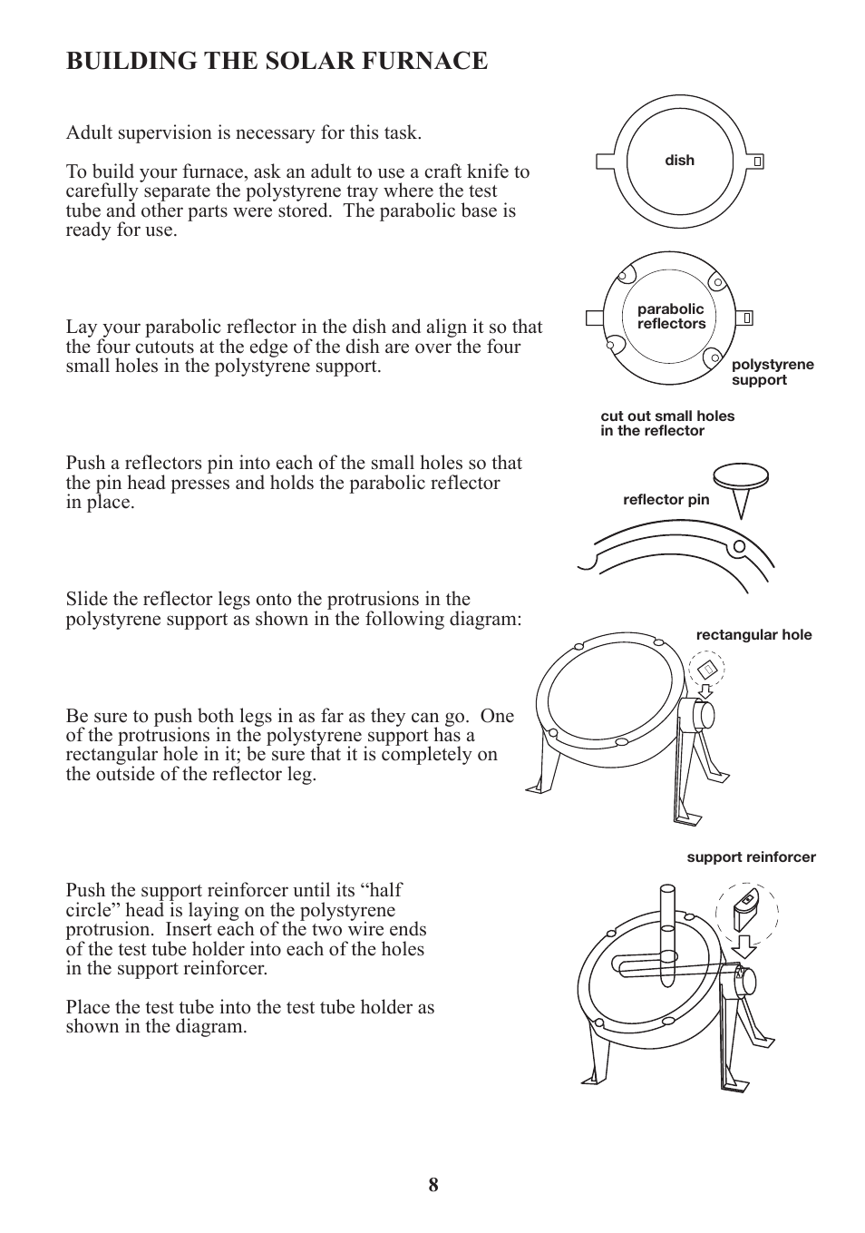 Building the solar furnace | Elenco Solar Energy User Manual | Page 9 / 16