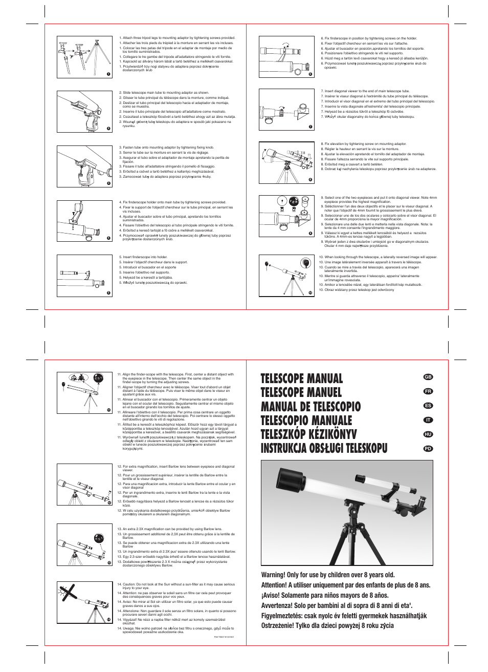 Elenco 288x Astrolon Telescope with Aluminum Tripod User Manual | 1 page