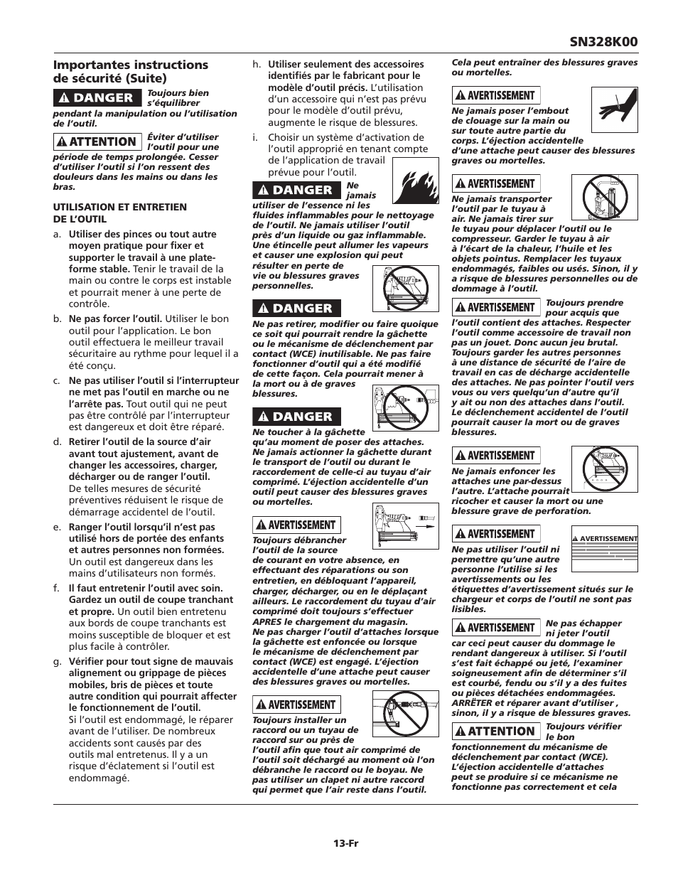 Importantes instructions de sécurité (suite) | Campbell Hausfeld IN715601AV User Manual | Page 13 / 32