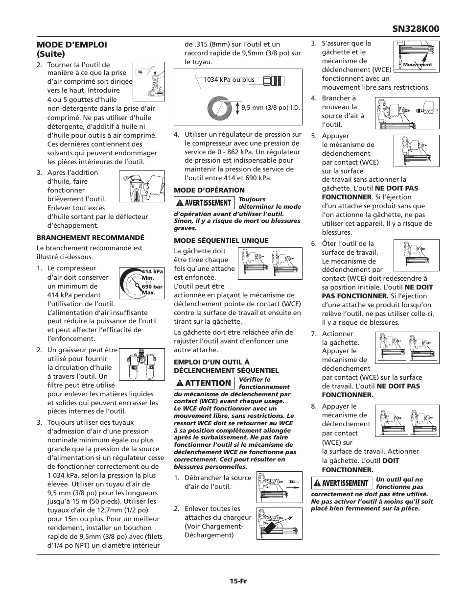 Mode d’emploi (suite) | Campbell Hausfeld IN715601AV User Manual | Page 15 / 32