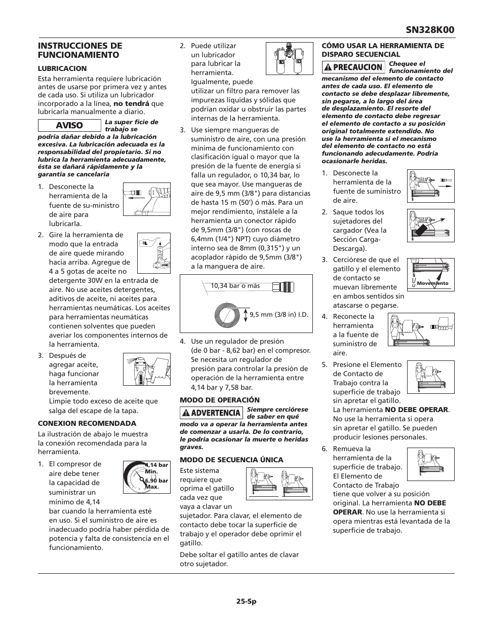 Instrucciones de funcionamiento | Campbell Hausfeld IN715601AV User Manual | Page 25 / 32