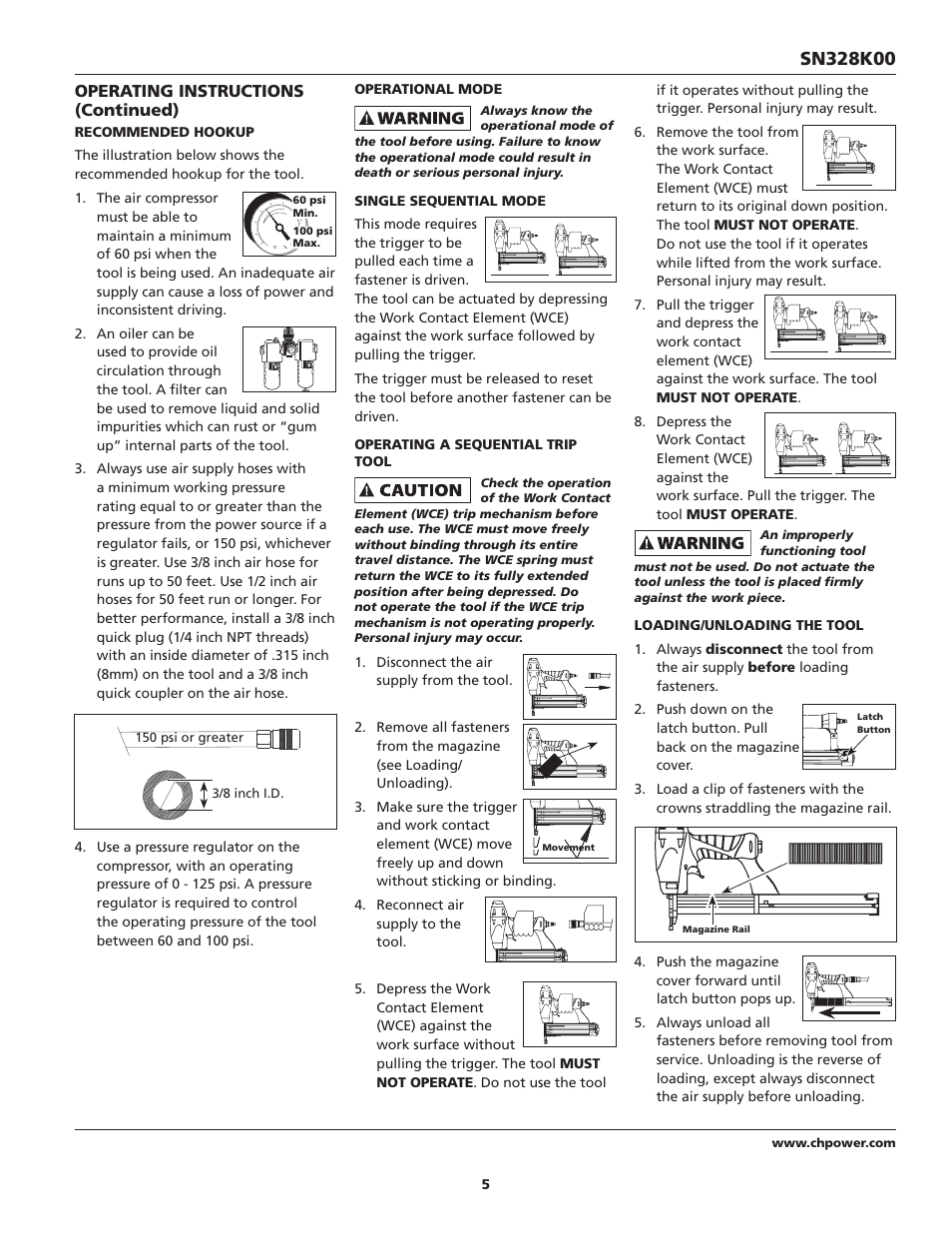 Operating instructions (continued) | Campbell Hausfeld IN715601AV User Manual | Page 5 / 32